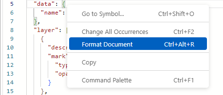 JSON formatting has moved to use the native Monaco Editor version, available in the context menu or using the existing keyboard shortcut of [Ctrl + Alt + R].